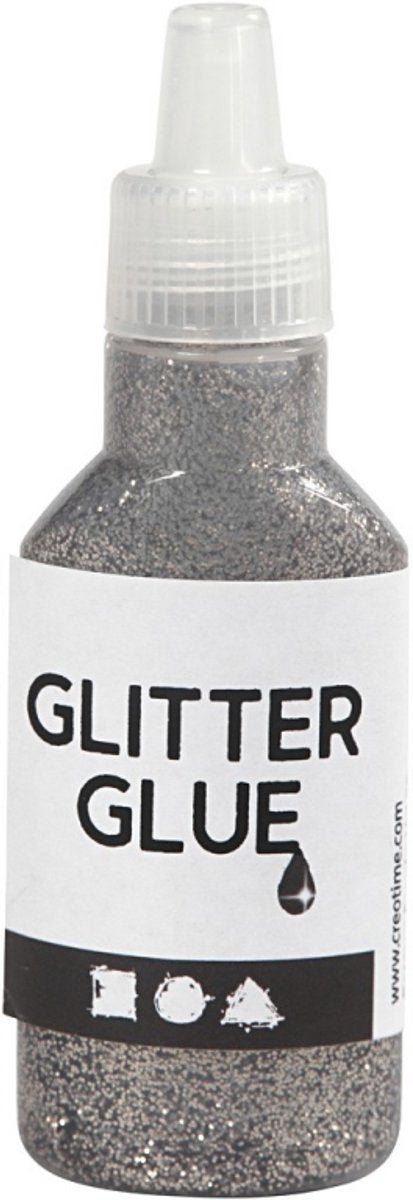 Creativ Company glitter lim sølv, 25 ml