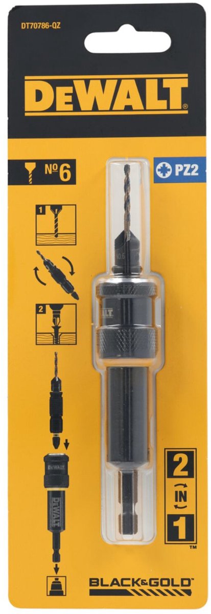 Dewalt dt70786 flip drive: forboring, forsænkning nr. 6 + skruebit pz2 + holder