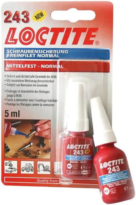 Loctite skruebeskyttelse 243 skrueholder 5 ml rør medium styrke