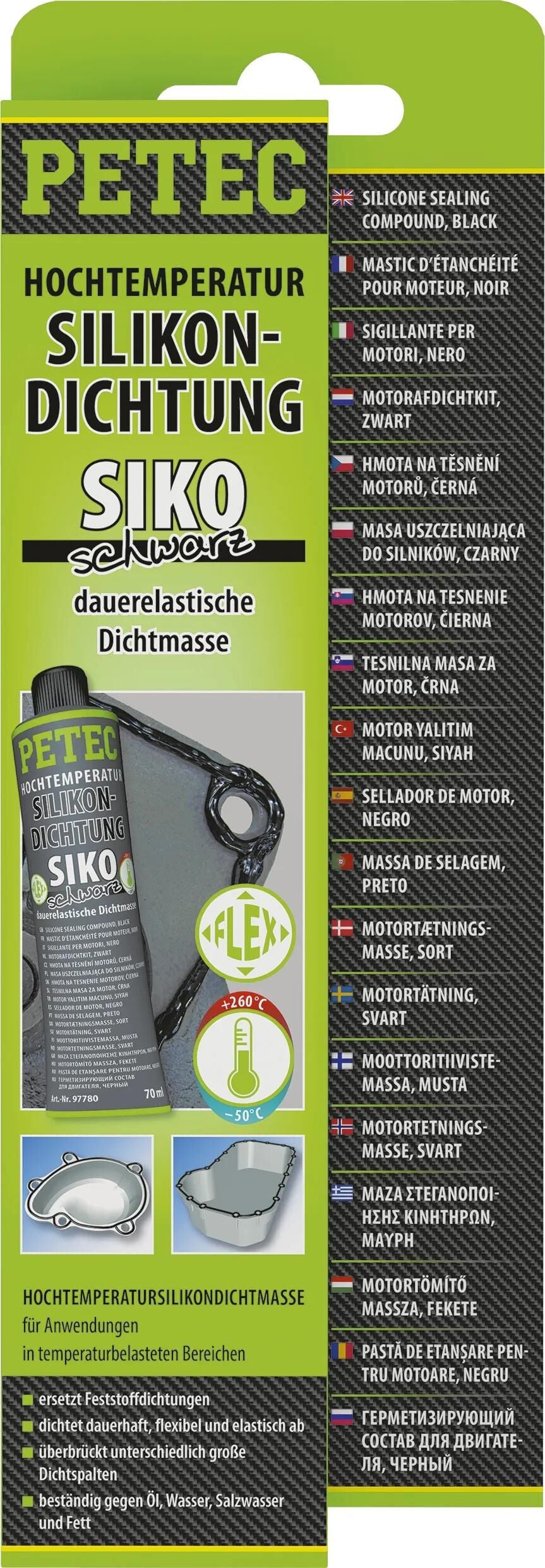 Petec forseglingspasta silikone tætninger har 70ml sort