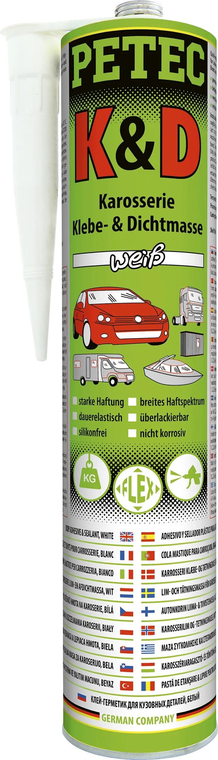 Petec tætningspasta k d kropsforsegling 310 ml hvid
