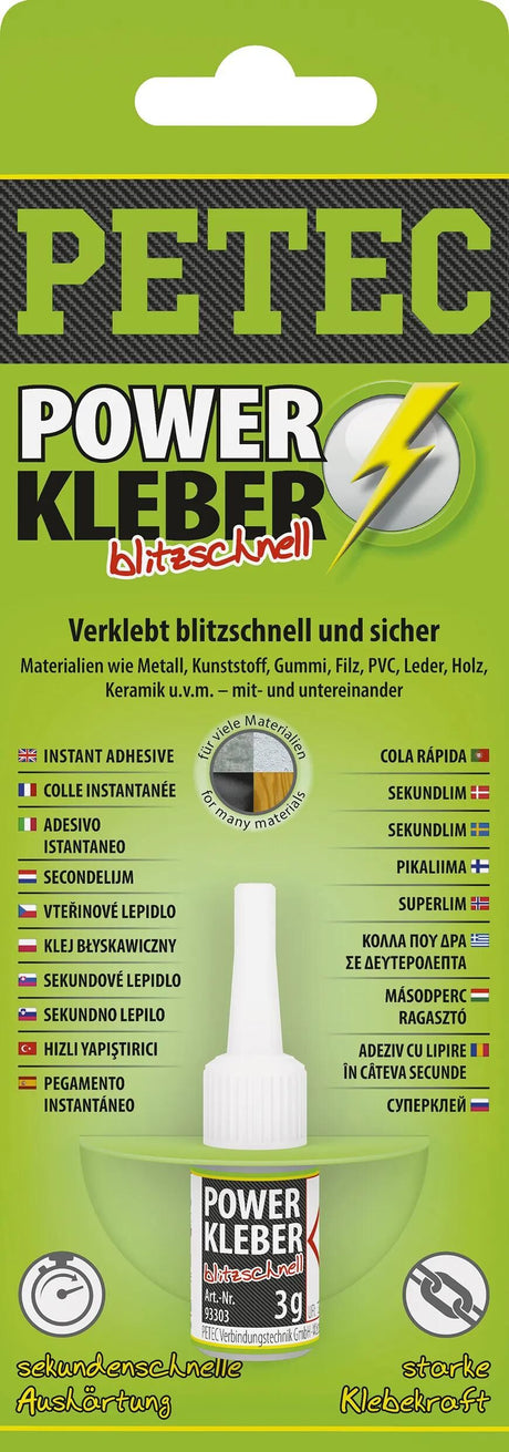 Petec universal adhesive power kleber blitzschnell second adhesive 3g sb vandflaske
