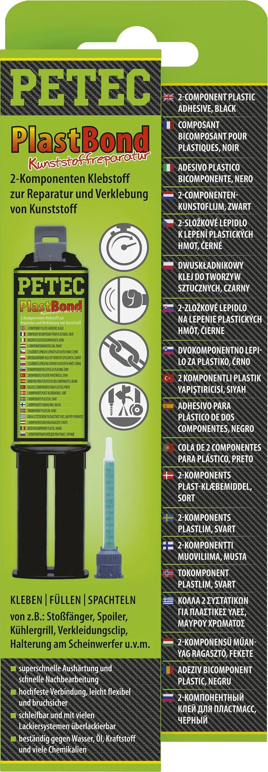 Petec to-komponent klæbende plastbond 2k klæbende plastbond 24ml dobbeltsprøjte