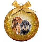 Masser af gaver julekugle frostet gravhund guld