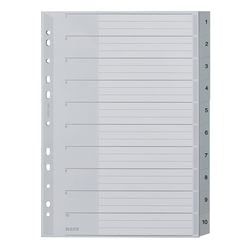 Numeriske faner leitz 1280 grå pp (polypropylen)