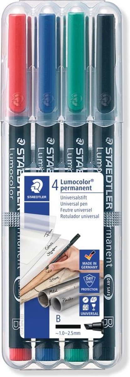 Staedtler lumocolor permanent universal pen b 314 - æske 4 farver
