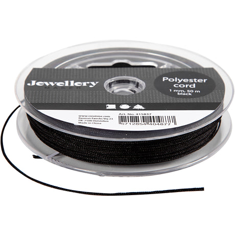 Creativ virksomhed https: www.cchobby.nl polyester-cord-thickness-1-mm-black-50-m-1-roll
