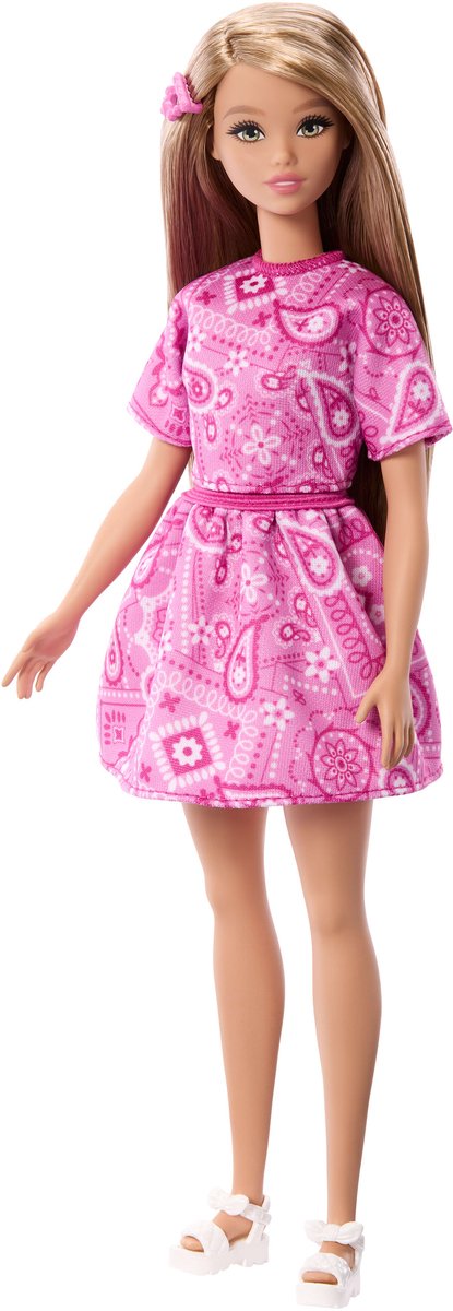 Barbie fashionistas stil - dukke med pink paisley nederdel og blond hår