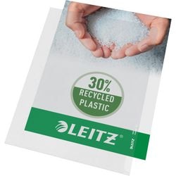 Leitz premium a4 zichtmap - 30% pre-consumer gerecycled plastic - 100 stuks - transparant