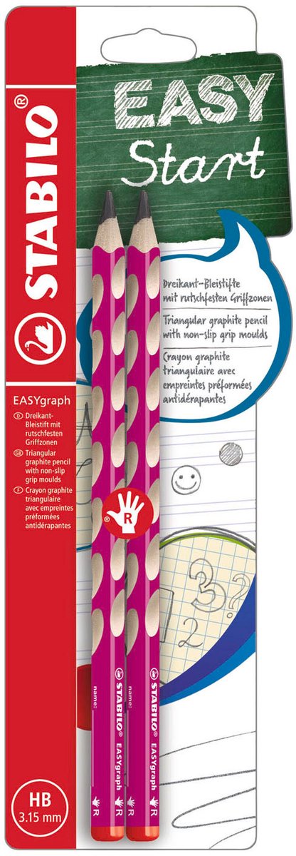 Stabilo easygraph hb højrehåndede grafitblyanter pink - 2 stk.