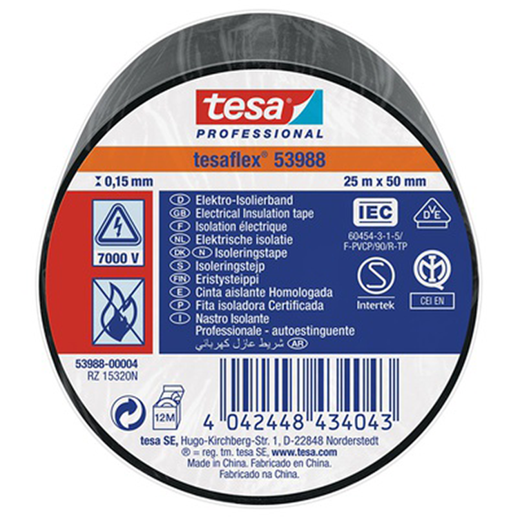 Tesa professional 1064478 - tesa 53988 elektronisk isoleringstape 25m 50mm sort | 8 stk