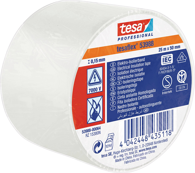 Tesa professional 1064502 - tesa 53988 elektronisk isoleringstape 25m 50mm hvid | 8 stk