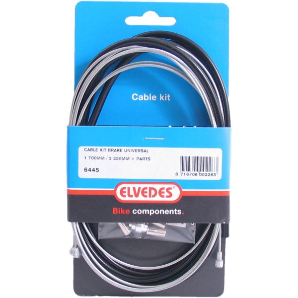Universal Brake Cable Kit Elvedes 1700mm 2250mm galvaniseret - sort (på kort)