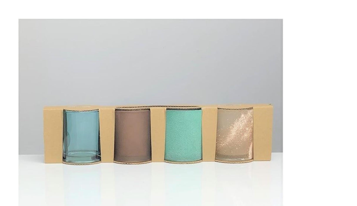 Hakbijl glas fyrfadsstage sæt 4-delt ã˜8xh9cm blågrå