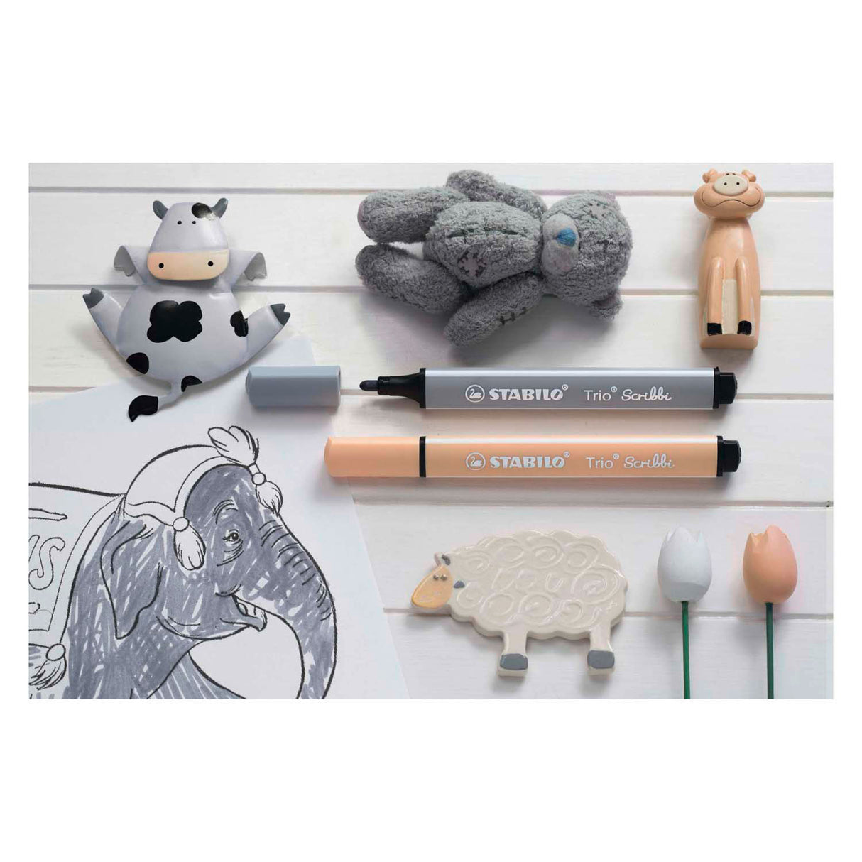 Stabilo Trio Scribbi - Felt -tip pen med medfølgende punkt - rød