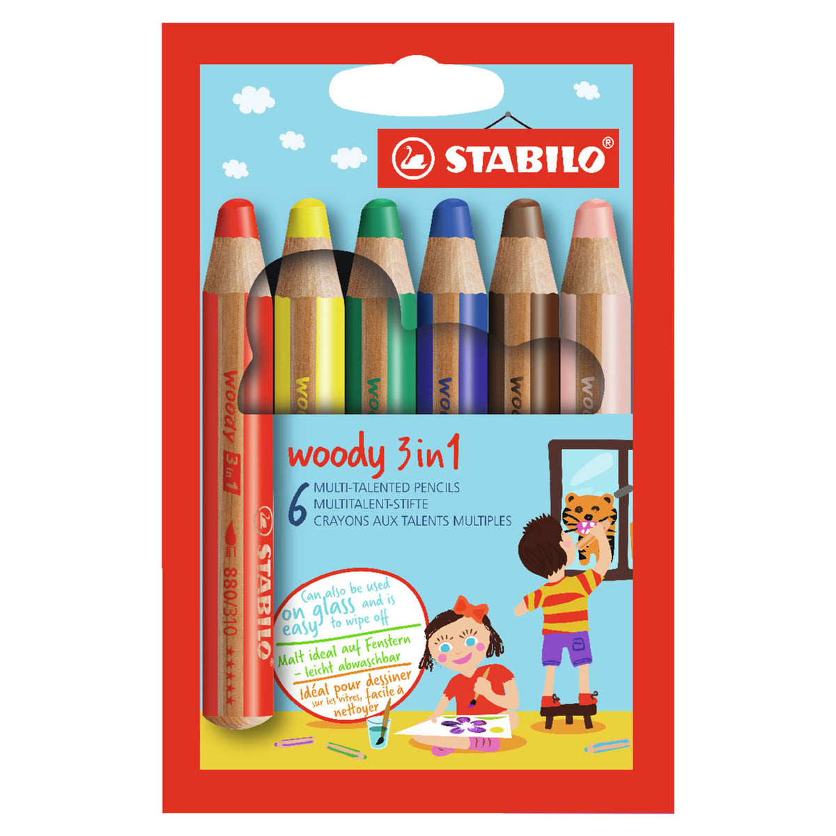 Stabilo farveblyanter woody 6 stk i etui