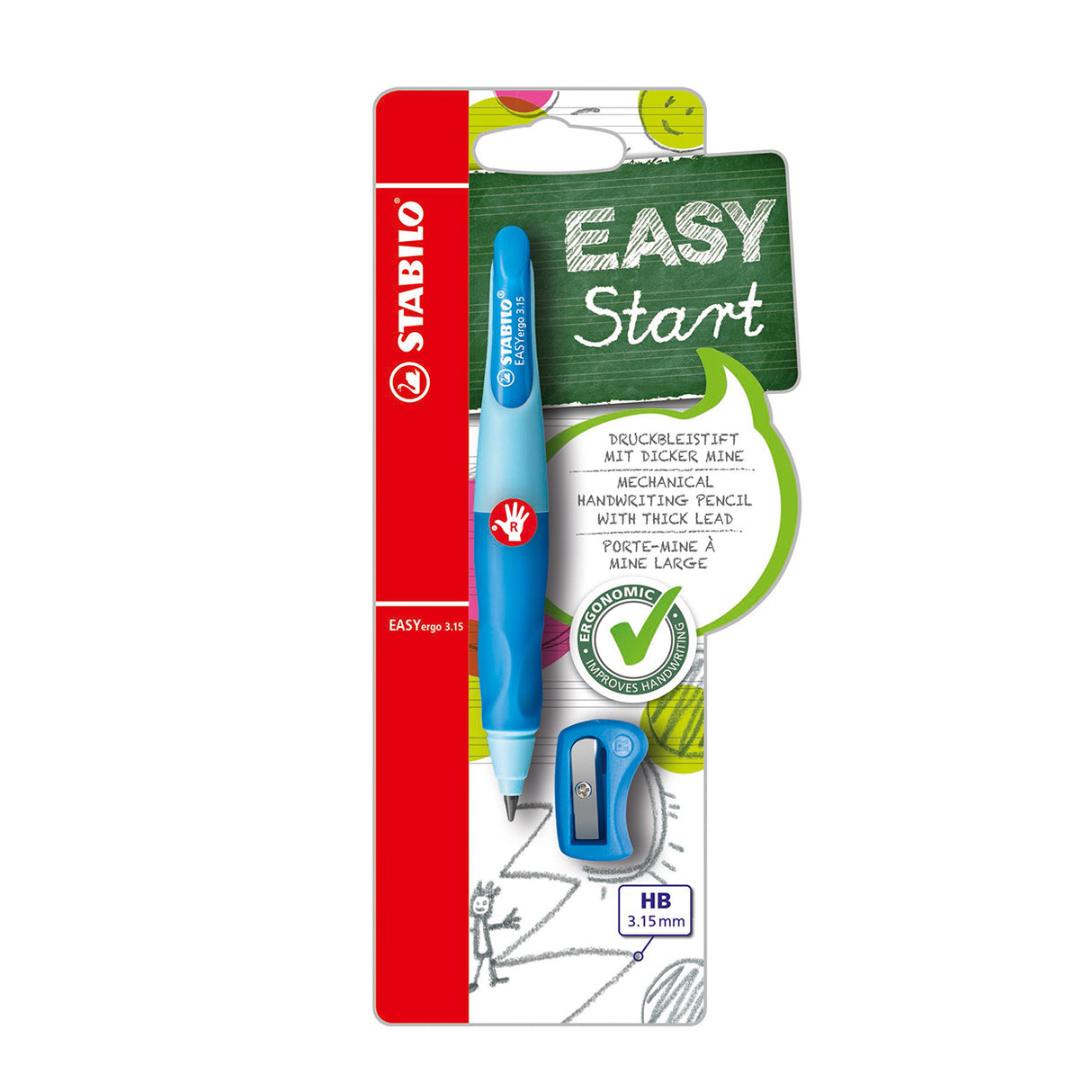 Stabilo easyergo 3.15 - ergonomisk mekanisk blyant - højrehåndet - blå