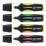Stabilo tekstmarkør 6070 4 grøn boss 2-5mm grøn, gul, orange, pink