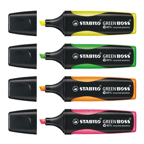 Stabilo tekstmarkør 6070 4 grøn boss 2-5mm grøn, gul, orange, pink
