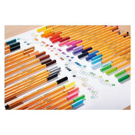 Stabilo point 88 - fineliner 0,4 mm - 50 dele metalkasse - med 47 forskellige farver
