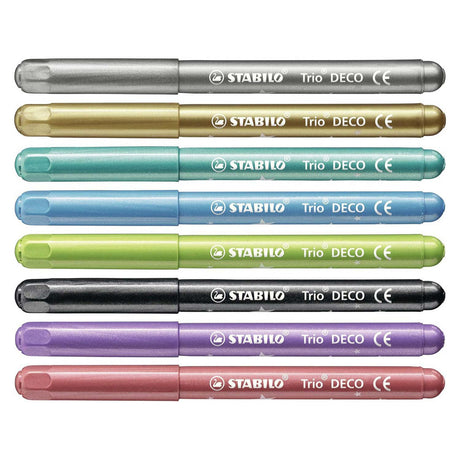 Stabilo trio deco - metallisk tusch - med ekstra tyk spids 3,0 mm - etui med 8 farver