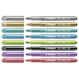 Stabilo trio deco - metallisk tusch - med ekstra tyk spids 3,0 mm - etui med 8 farver