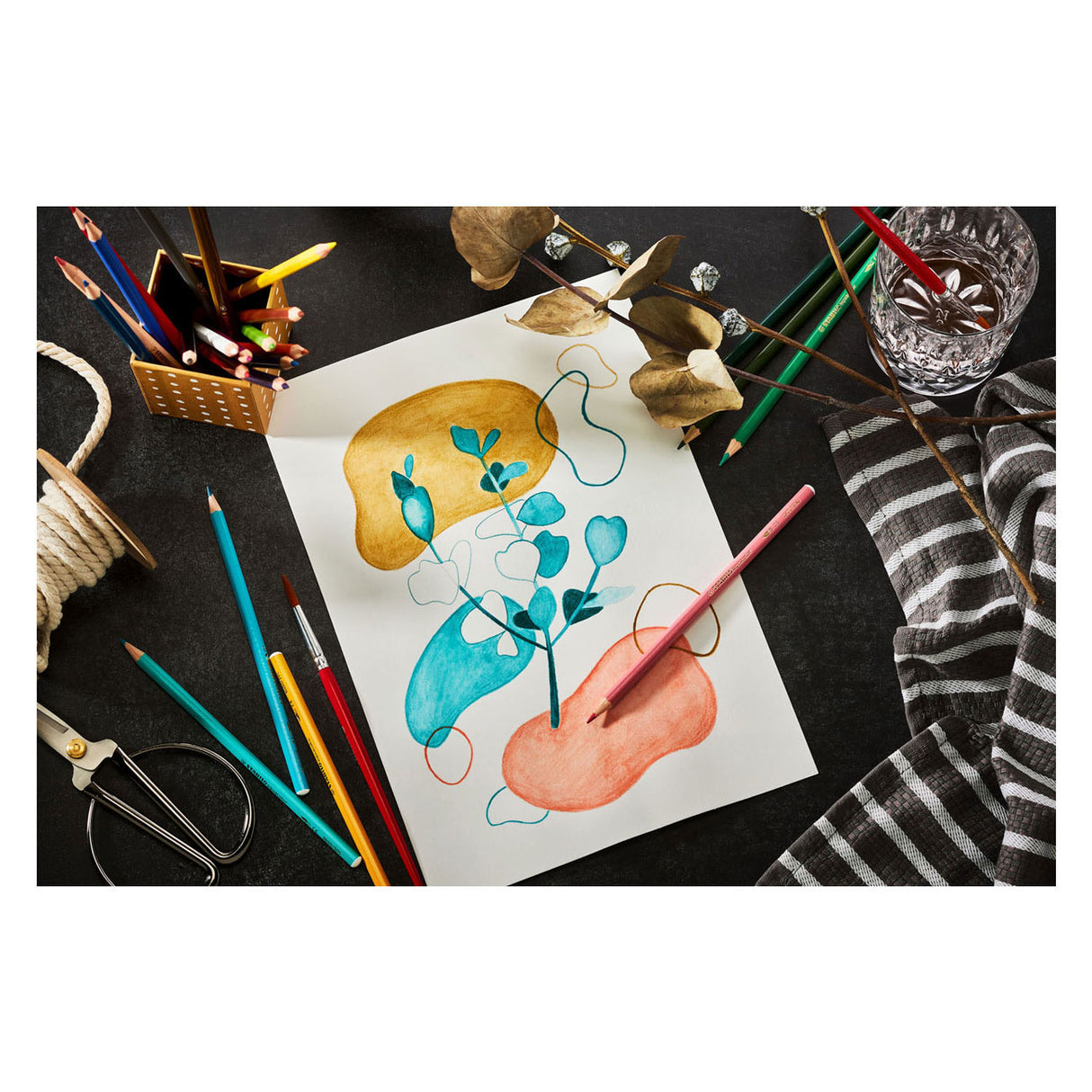 Stabilo aquacolor - premium akvarel farveblyanter - arty - etui med 36 farver