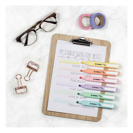 Stabilo swing cool - highlighter - perfekt til på farten - pastel - etui med 4 farver