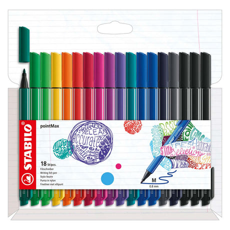 Stabilo pointmax - hardtip fineliner - sæt med 18 stk