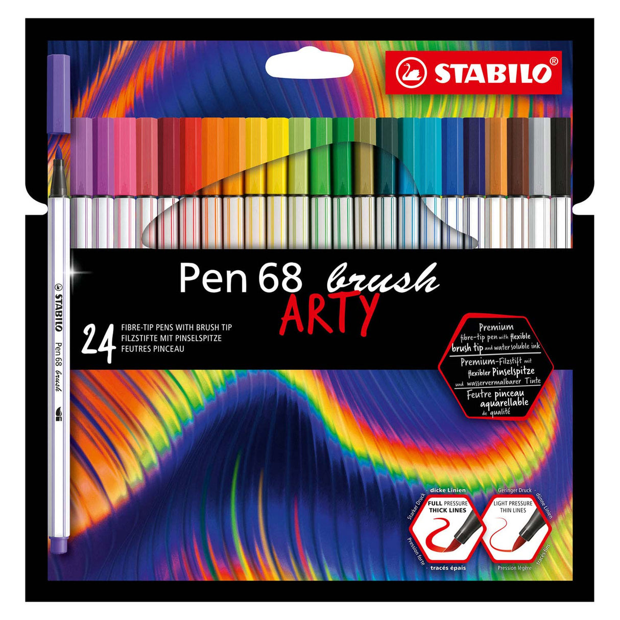 Stabilo pen 68 pensel - tusch - arty - sæt med 24 stk