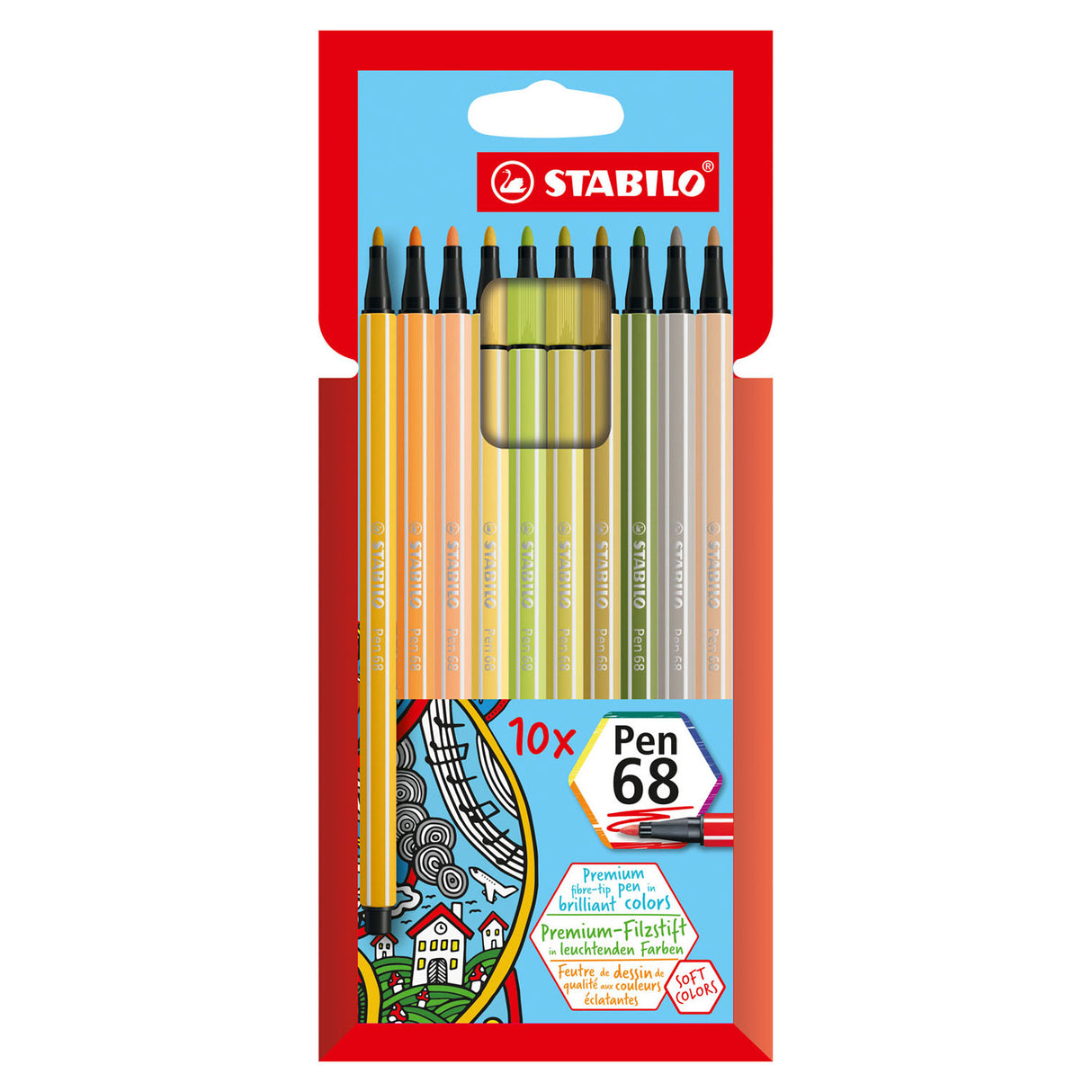 Stabilo pen 68 - tusch - sæt med 10 stk
