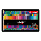 Stabilo point 88 - premium fineliner - fin 0,4 mm - metalkasse med 66 dele - med 65 forskellige farver