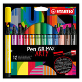 Stabilo pen 68 max arty - tuschpen med tyk mejselspids - sæt med 12 stykker