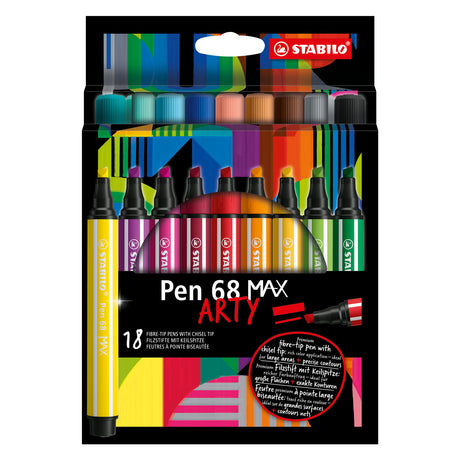 Stabilo pen 68 max arty - tuschpen med tyk mejselspids - sæt med 18 dele