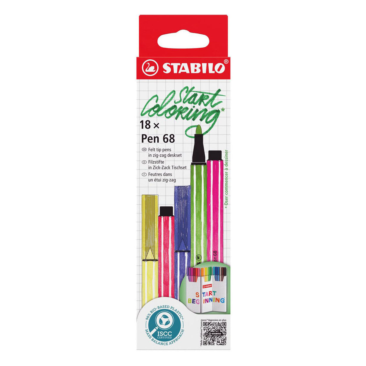 Stabilo pen 68 zig-zag tuschpenne - 18 stk.