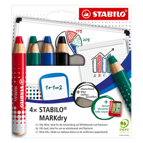 Stabilo whiteboard-marker markdry kleurenassort extra breed potloodpunt 5 stuks
