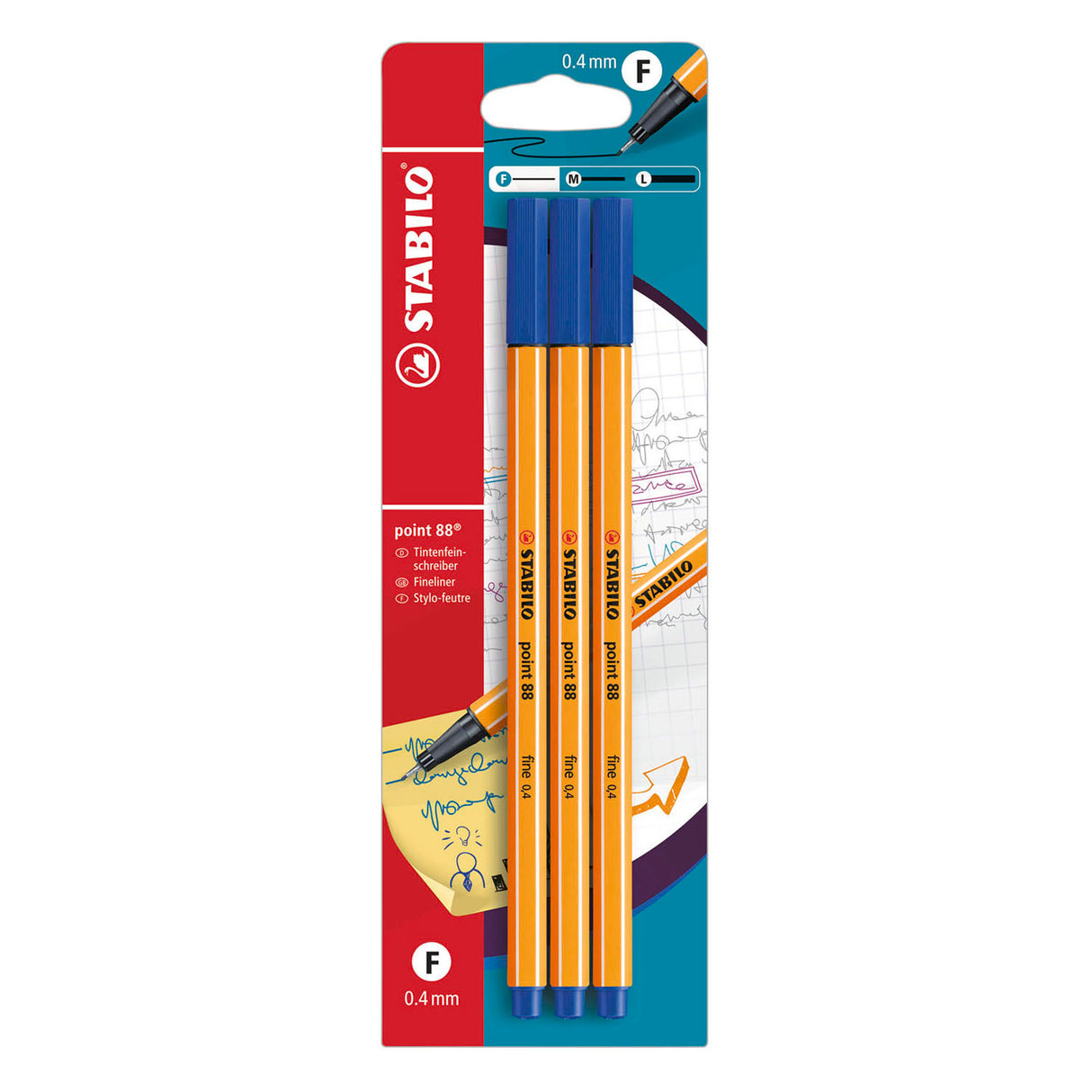 Stabilo point 88 fineliners blå - 3 stk.