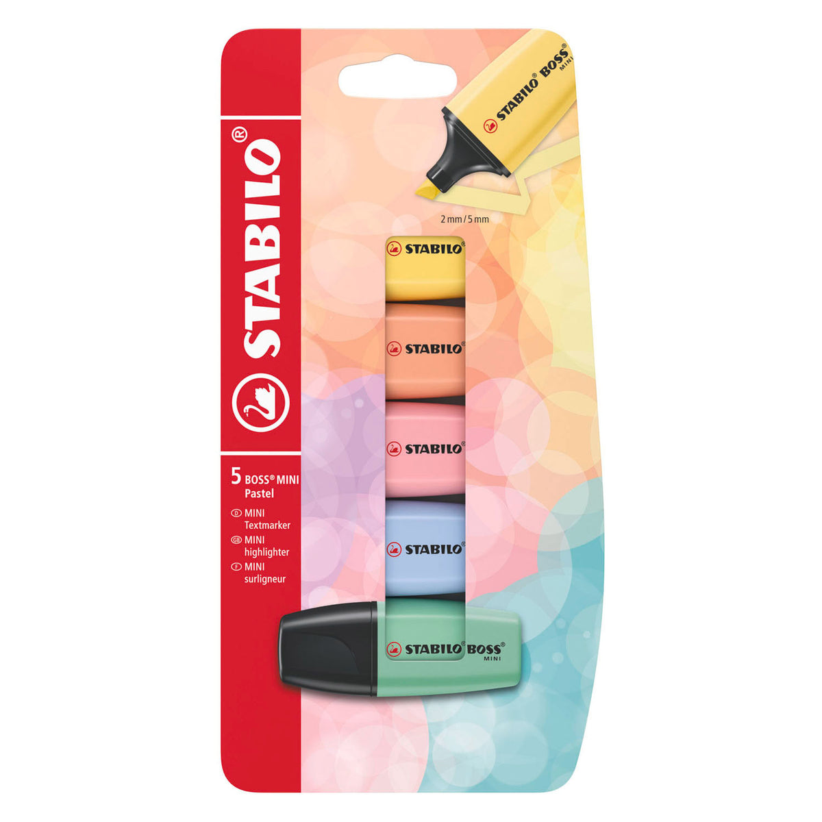 Stabilo boss mini pastel highlightere - 5 stk.