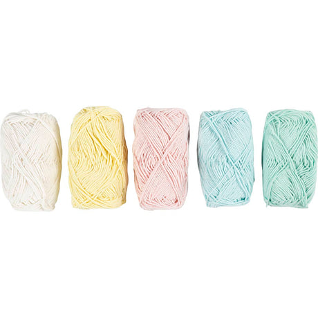 Creativ firma bomuldsgarn, str. 8 4, l: 5x50 m, pastelfarver, 5x20 g 1 æske