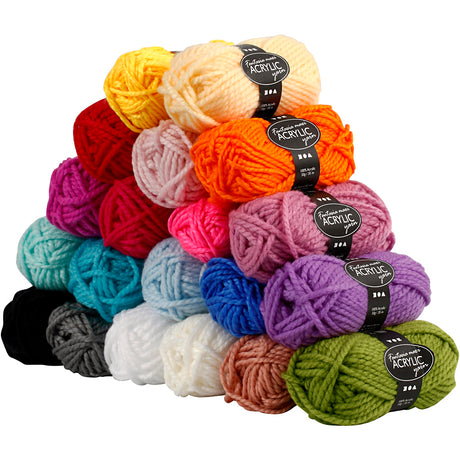 Creativ company fantasia akrylgarn, l: 35 m, maxi, forskellige farver, 20x50 g 1 æske