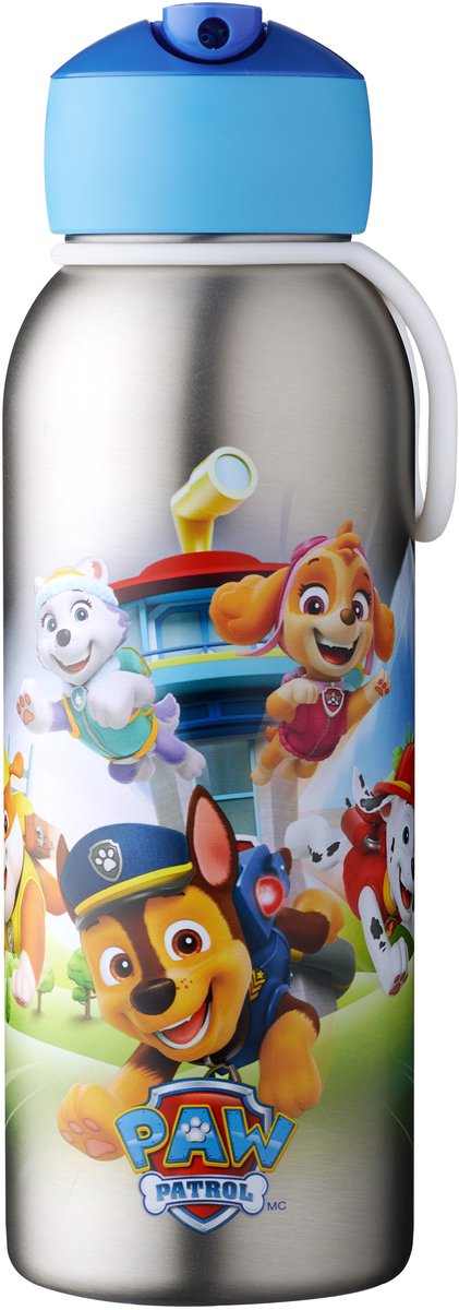 Mepal isoleerfles flip-up campus - 350 ml - 12 uur koud 4 uur warm - drinkfles met rietje voor kinderen - paw patrol pups