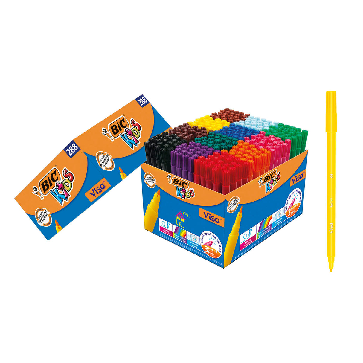 Bic https: www.cchobby.nl -visa-fine-coloured-markers-line-thickness-1-6-mm-various-colours-12x24-piece-1-box