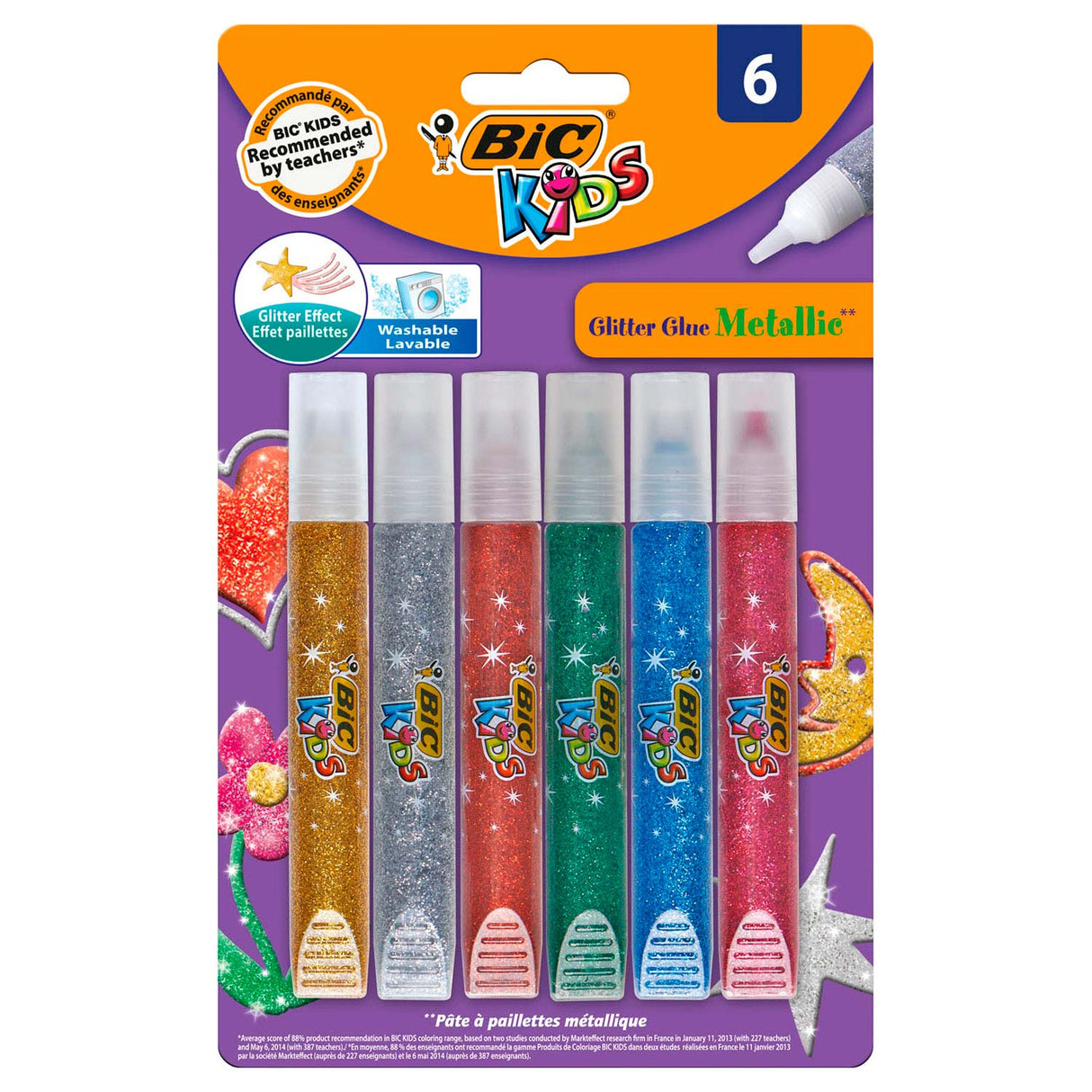 Bic kids glitterlim metallic, 6 stk.