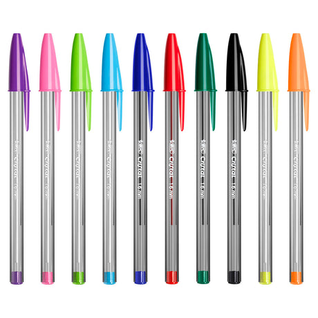 Bic cristal flerfarvede kuglepenne bred spids (1,6 mm) - forskellige farver - pakke med 15 stk.