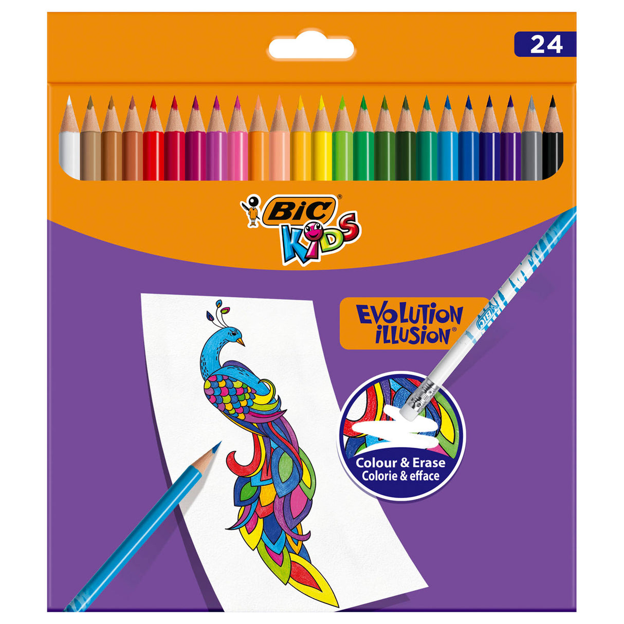 Bic kids illusion - farveblyanter - børn og voksne - forskellige farver - blyant - 24 stk.