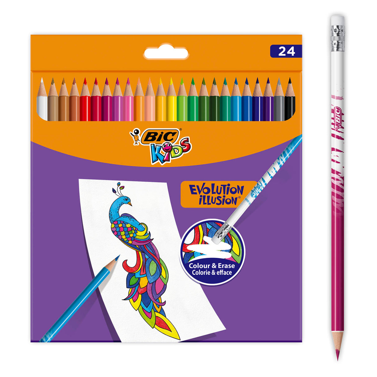 Bic kids illusion - farveblyanter - børn og voksne - forskellige farver - blyant - 24 stk.