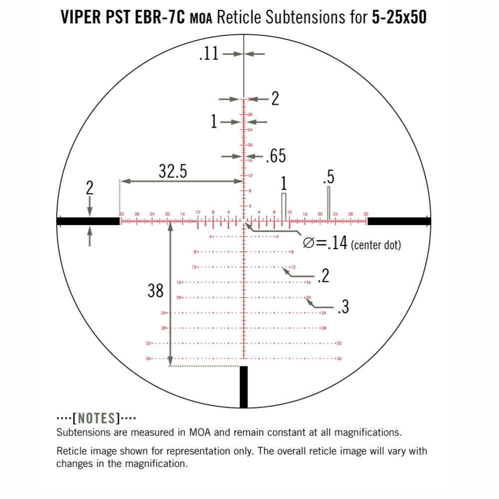 Vortex Viper PST Gen II 5-25x50 FFP riffelsigte, EBR-7C MOA