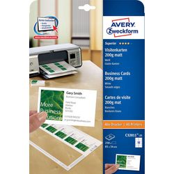 Visitkort avery a4 200 g m² mat hvid 25 ark