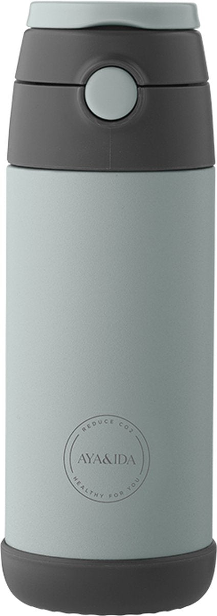 Aya ida - drikkedunk - termokande - vandflaske - sugerør til børn - 350ml - mintgrøn