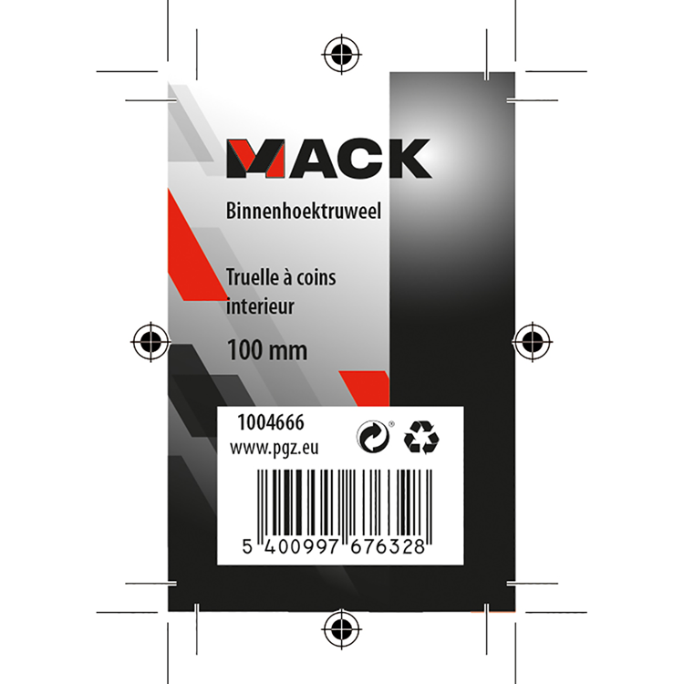 Mack 1004666 - skarpt indvendigt hjørne tr 100 | 3 stk
